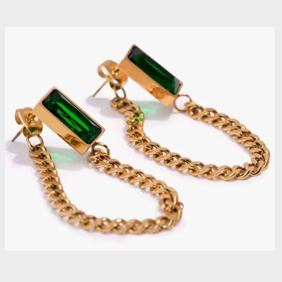 14K Gold Filled Emerald Earrings - Picture 1 of 4